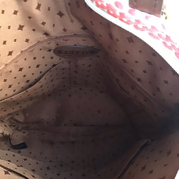 Fossil Explorer Foldover Straw and Leather Messenger Crossbody Tote Bag - Picture 9 of 10